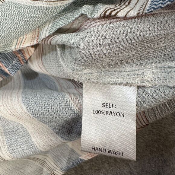 Entro Striped Bell Sleeve Blouse Women's Medium Top Green - Picture 8 of 10